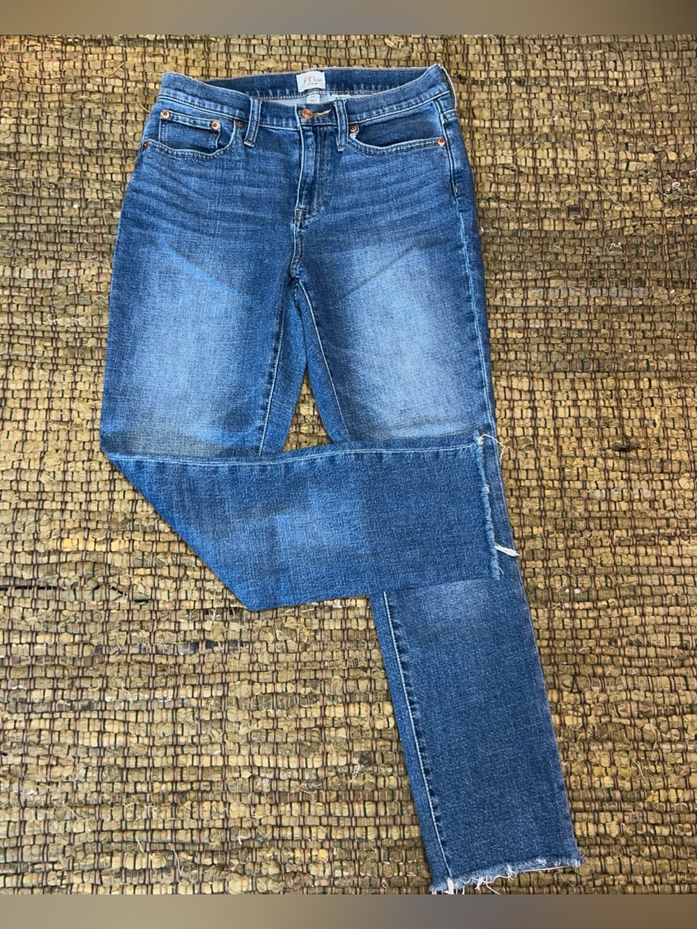 J.Crew Women's Med Wash Slim Boyfriend Blue Raw Hem Denim 26